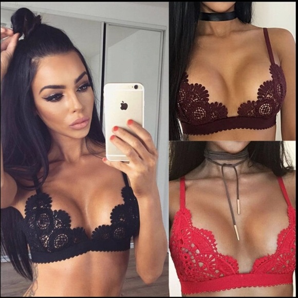 New Red Sexy Lace Bralette - Picture 3 of 5